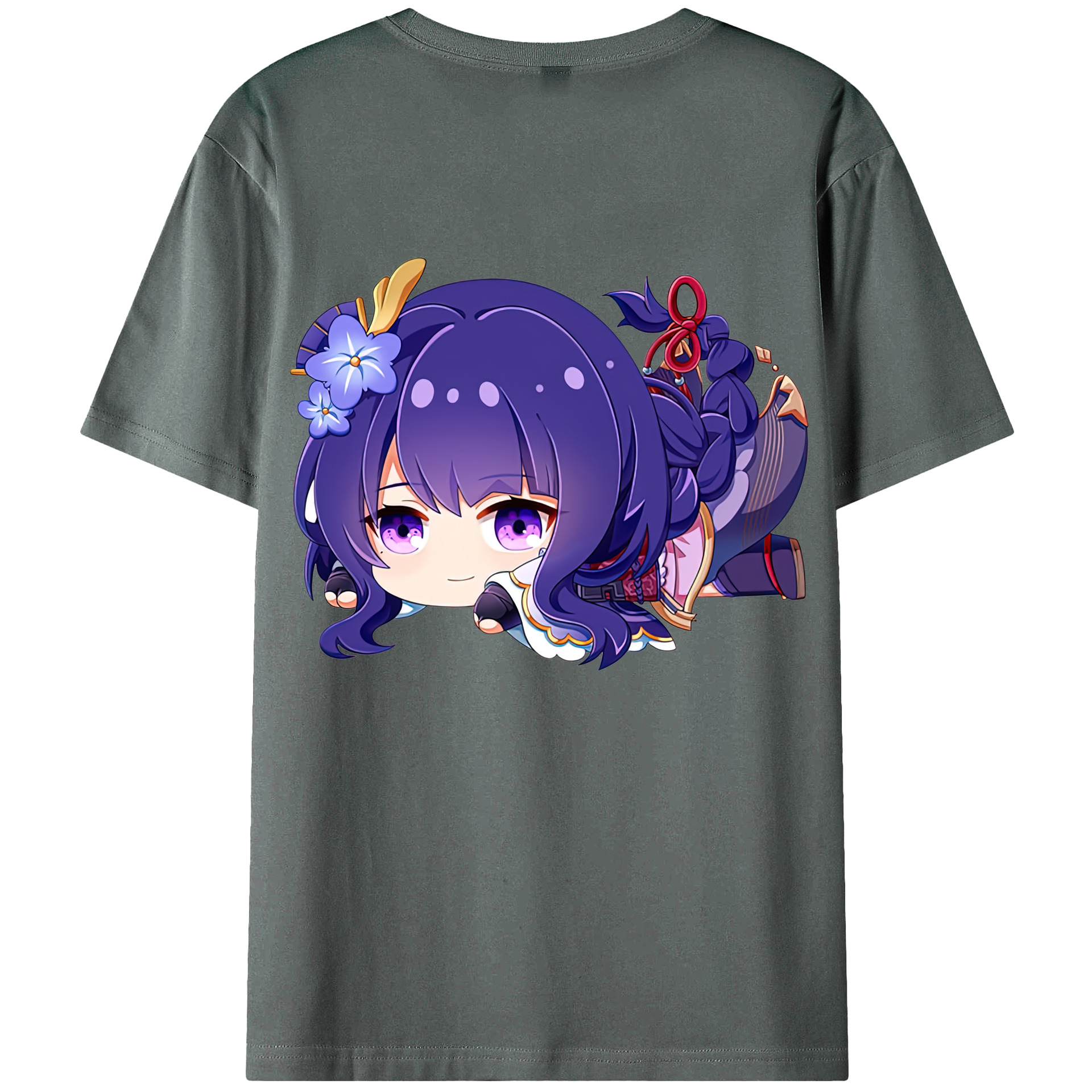 げんし神 雷電将軍 らいでんしょうぐん genshin Raiden Shogun 綿100％ メンズ半袖Tシャツ（バックプリント） 通気性